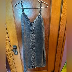 Jean Front Lace Up Dress